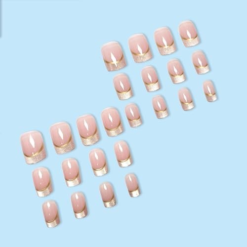 Cat Eyes Press on Nails Short Square Nails Press on French Fake Nails Style 8