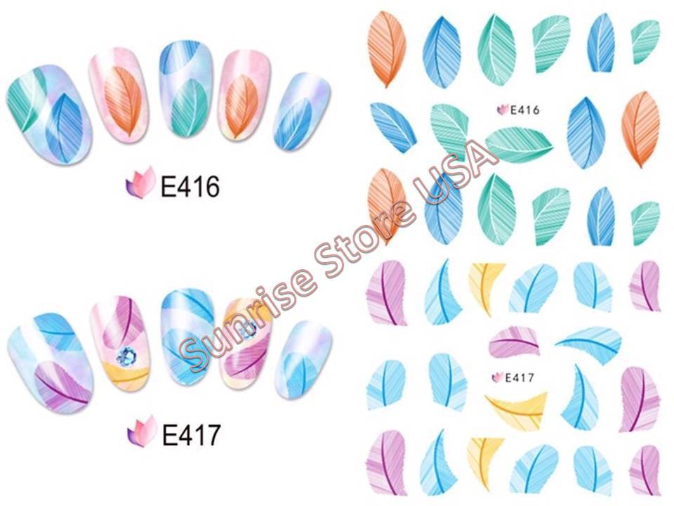 3D Nail Art Sticker Swan Peacock Feather Decals Manicure DIY Peel & Stick!