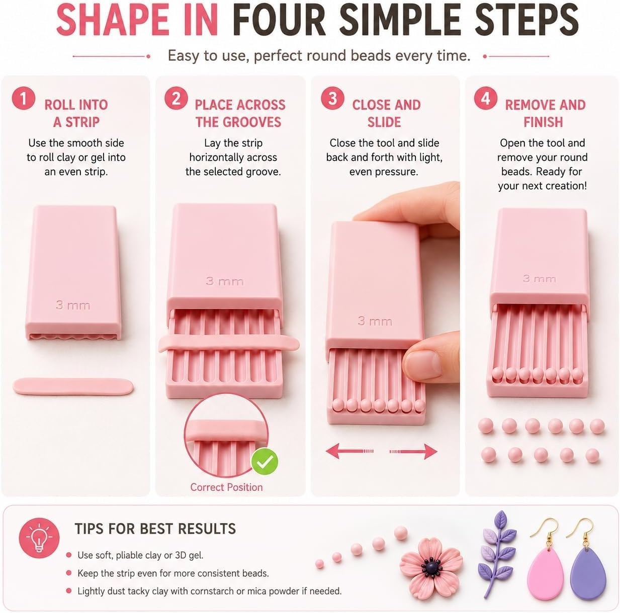 3D Print Clay Gel Ball Maker Tool, Nail Art Bead Roller for 3D Gel Flowers