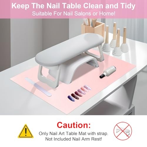 Nail Art Table Mat,Foldable Nail Arm Rest Pad for Nails,Soft Microfiber PU Pink