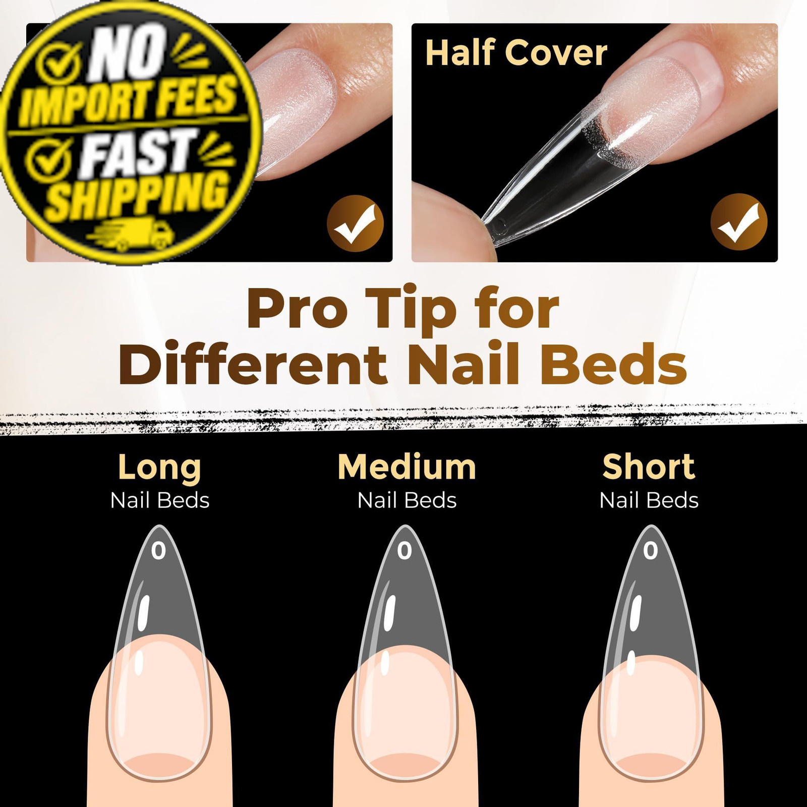 UNA GELLA Long Stiletto Nail Tips 504PCS, Full 504 Count (Pack of 1), Clear