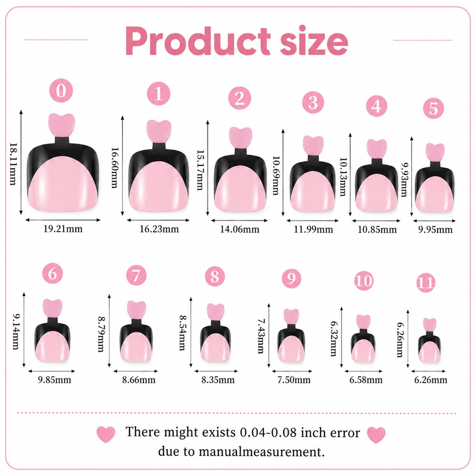 144 Pcs French Tip Press on Nails and Toenails, 12 Sizes Full Cover Square