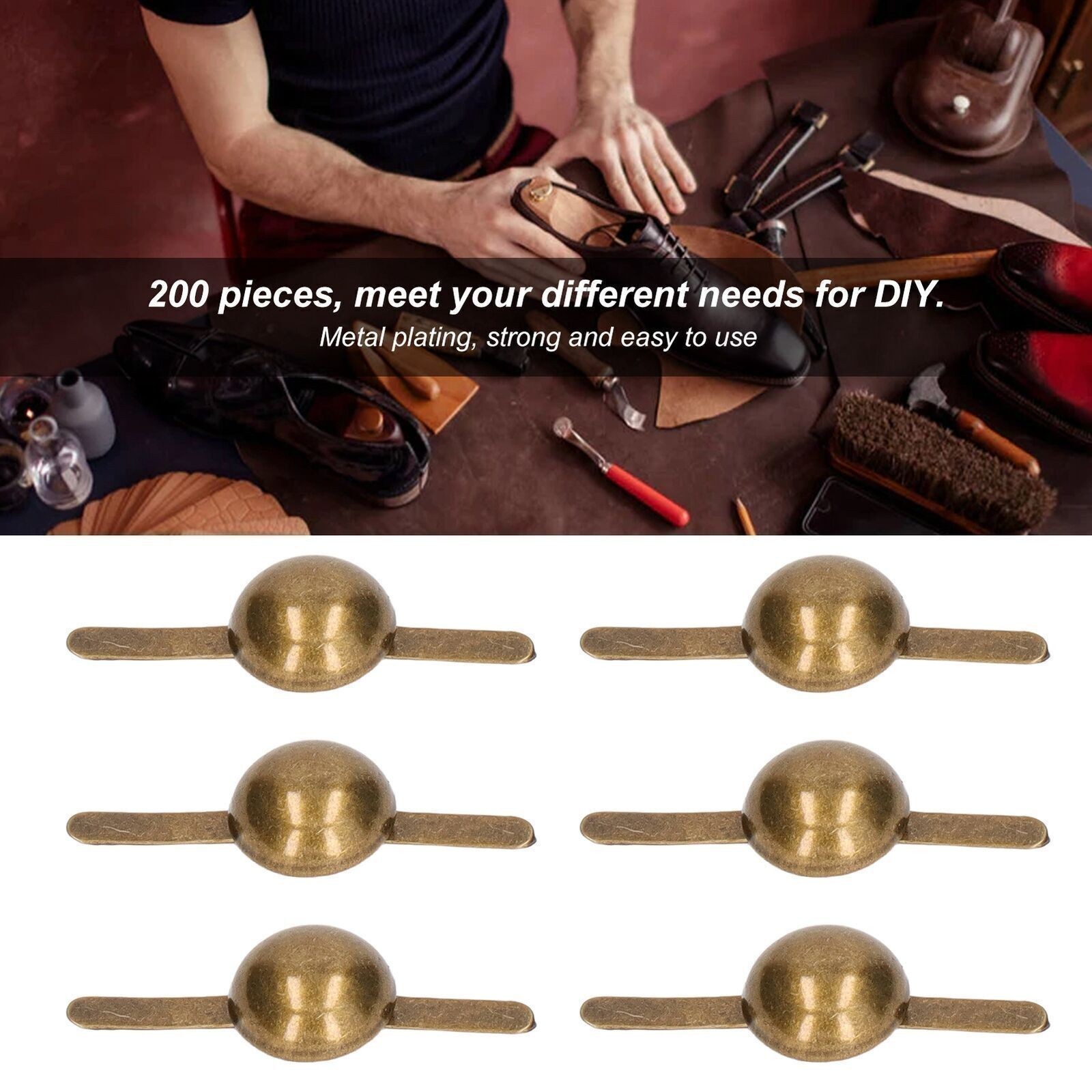 200Pcs Upholstery Tacks Bronze 0.3in Metal Plating Glossy Easy Installation