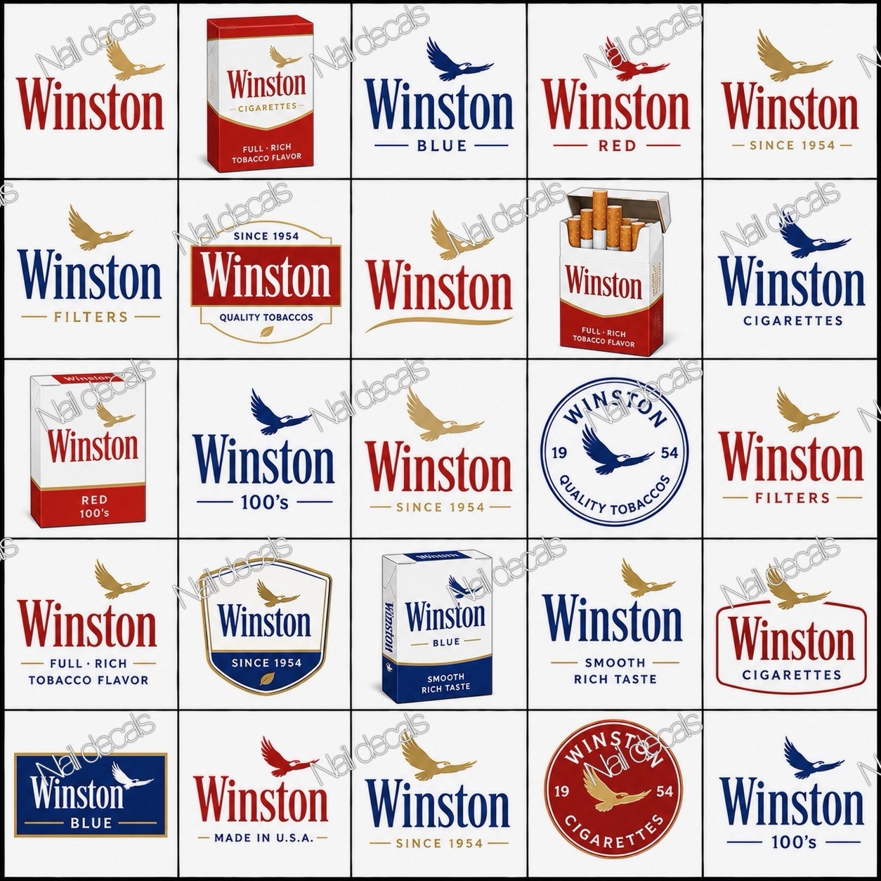 Winston Cigarettes Nail Decals Clear Waterslide Transfer Set of 50 Instructions