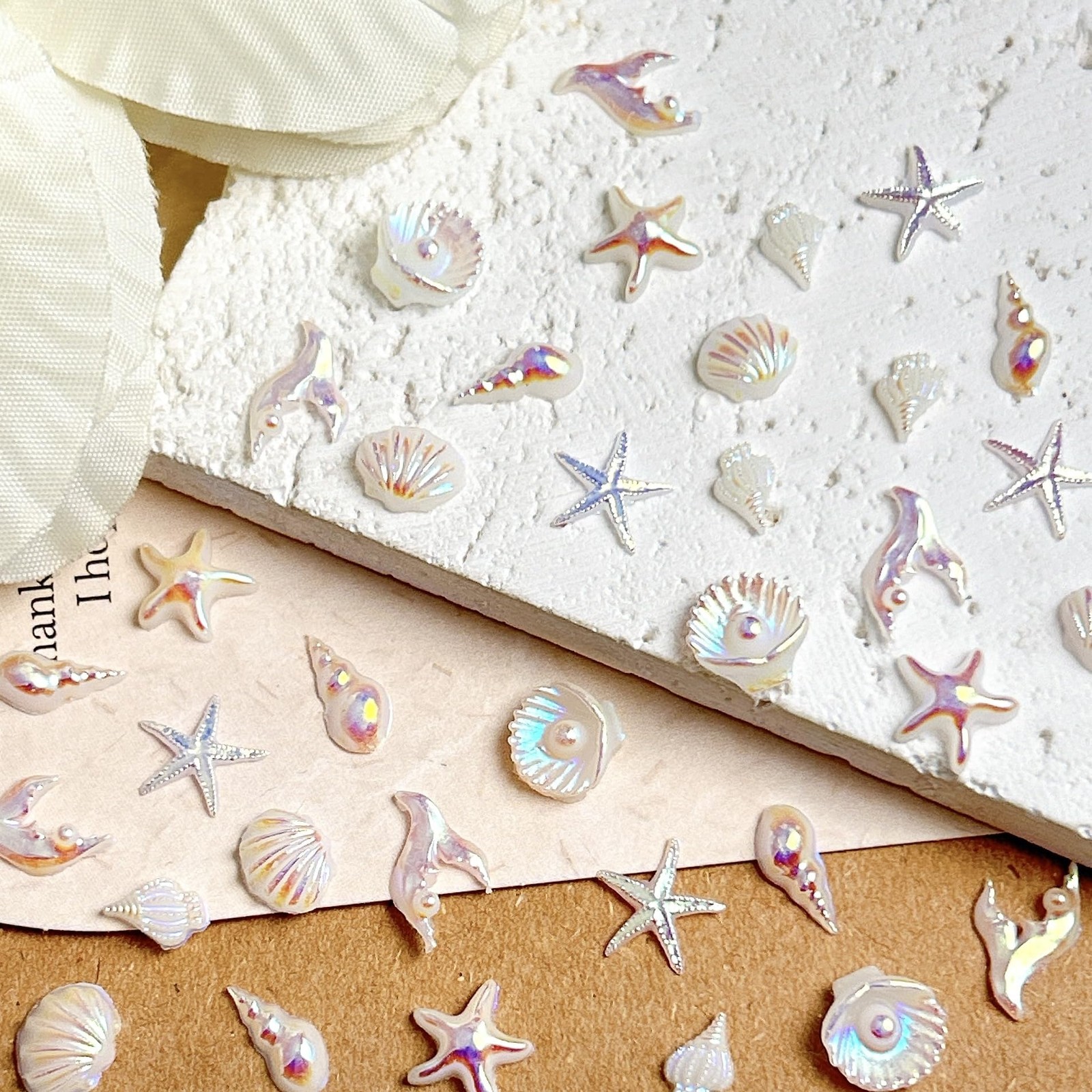 150Pcs Beach Nail Rhinestones Shell Starfish Ocean Nail Charms Gems