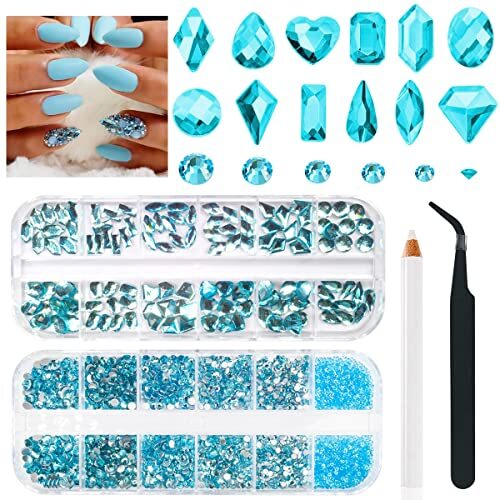 Aquamarine Nail Rhinestones Rhinestones for Nails Nail Charms A Set Water Blue