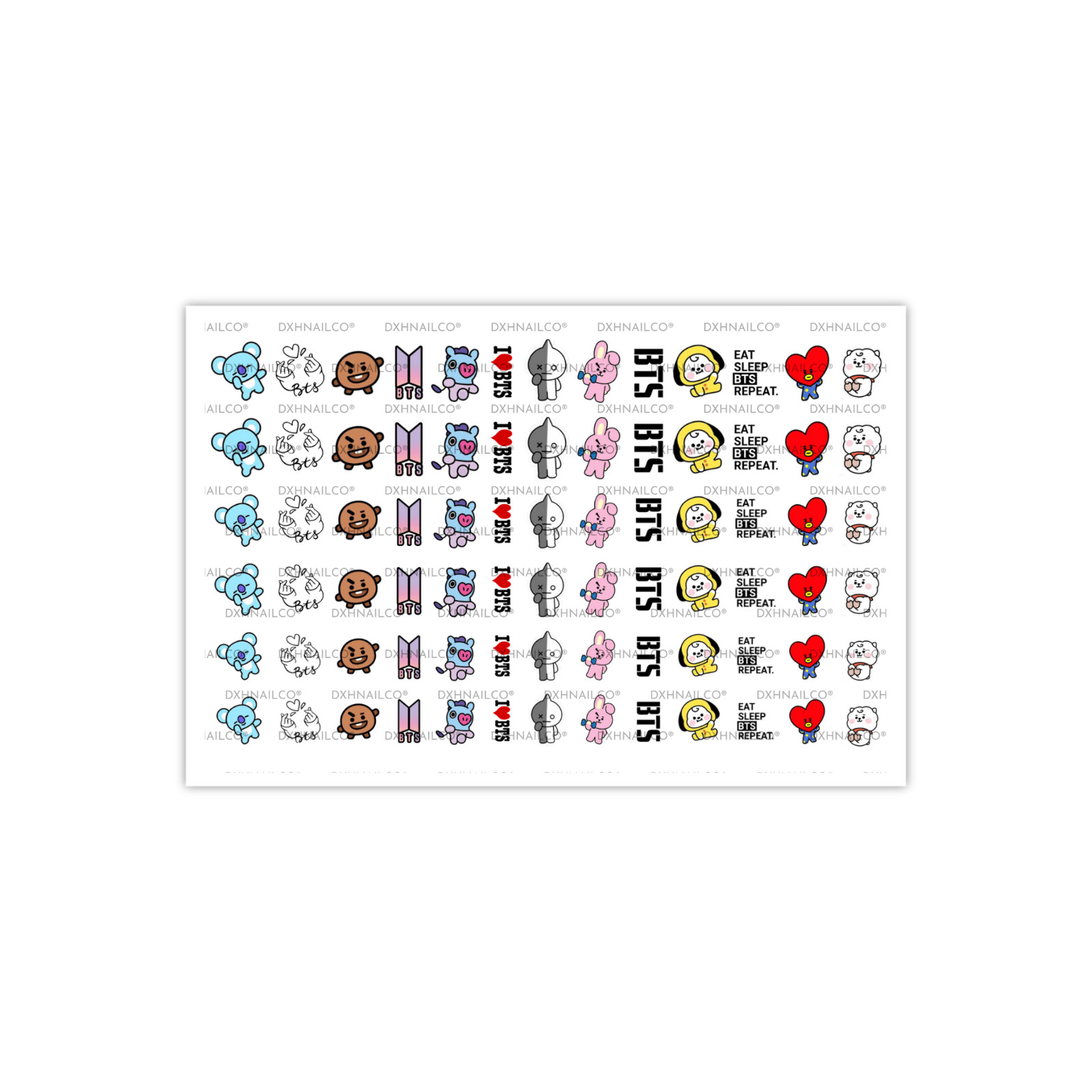 BTS Army Bangtan Nail Decals Water Transfer Clear Overlay