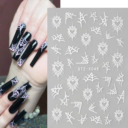 8 Sheets Spider Nail Art Stickers, Halloween Nail Decals 3D Halloween Style