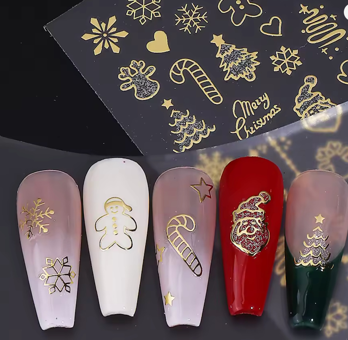 Christmas Nail Art Decal Stickers, Holiday Nail Design, Trendy Winter Nail Decor