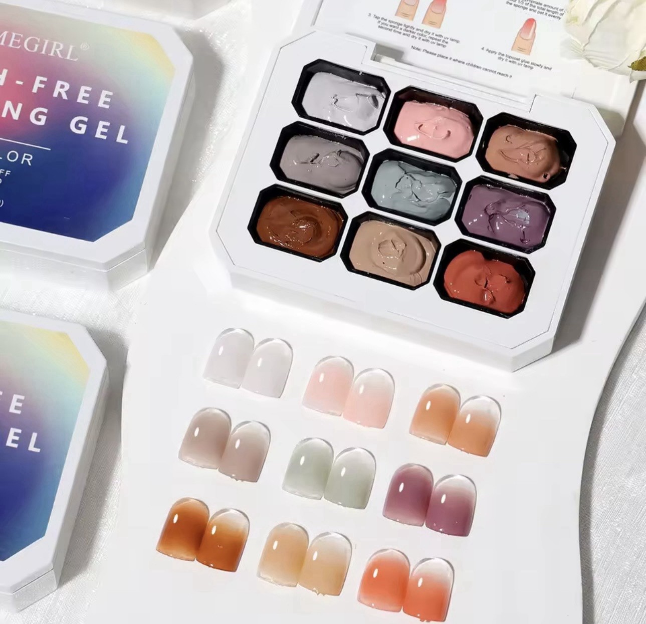 Nail Gradient Painting Gel 9-Color Ombre Art Box Rouge Palette DIY Design