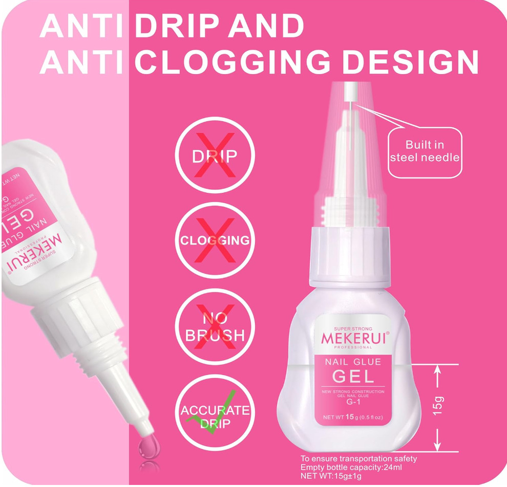 Super Strong Nail Glue Gel & Quick Remover Kit–10+ Day Hold, No UV, Easy Removal