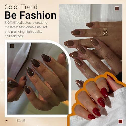 Light Brown Press on Nails Short Oval Round Nails Glue on oval light brown