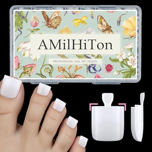 PURE MILKY WHITE Toe Nail Press Ons, 150PCS Pure Milky White Press Tonail-150