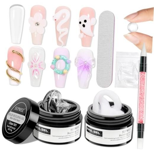 3D Nail Art Gel Clear and White Solid Builder Gel for Nails | Non Clear&White