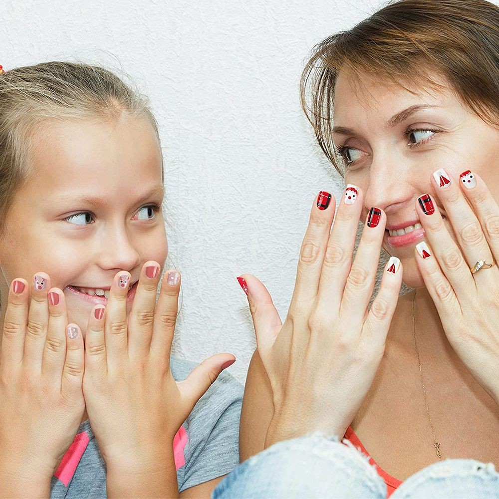 Kids Fake Nails Christmas Gifts DIY Nail Art Decoration Christmas False Nails