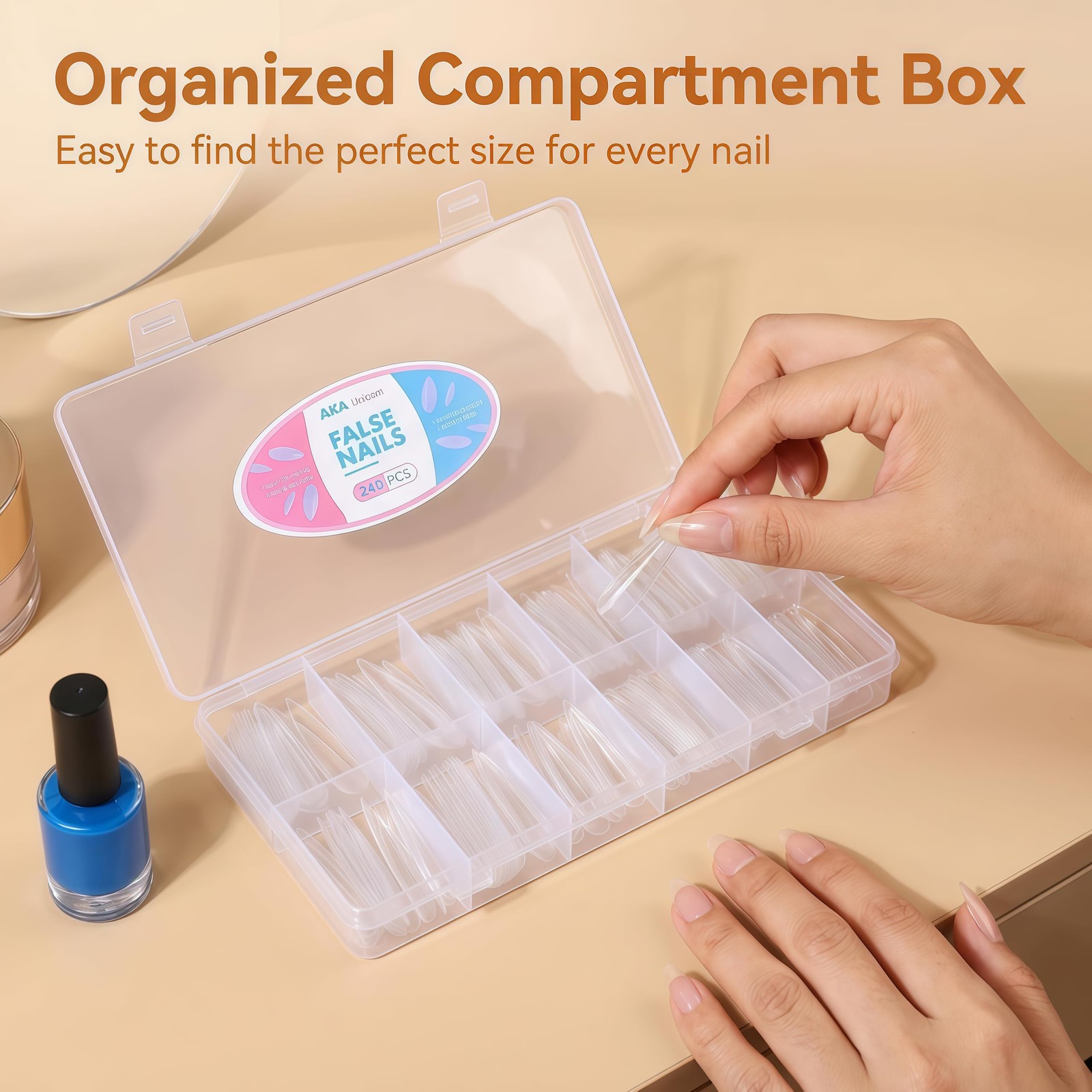 Long Stiletto Nail Tips, 240 Pcs Full Cover Clear Soft Tips