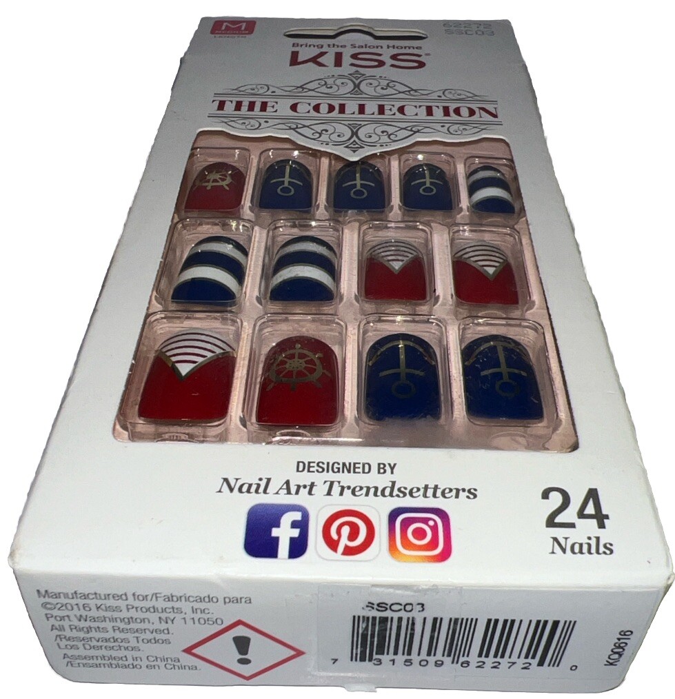 KISS The Collection MEDIUM #62272 RED/BLUE/WHITE Navy Motif (New/Discontinued)