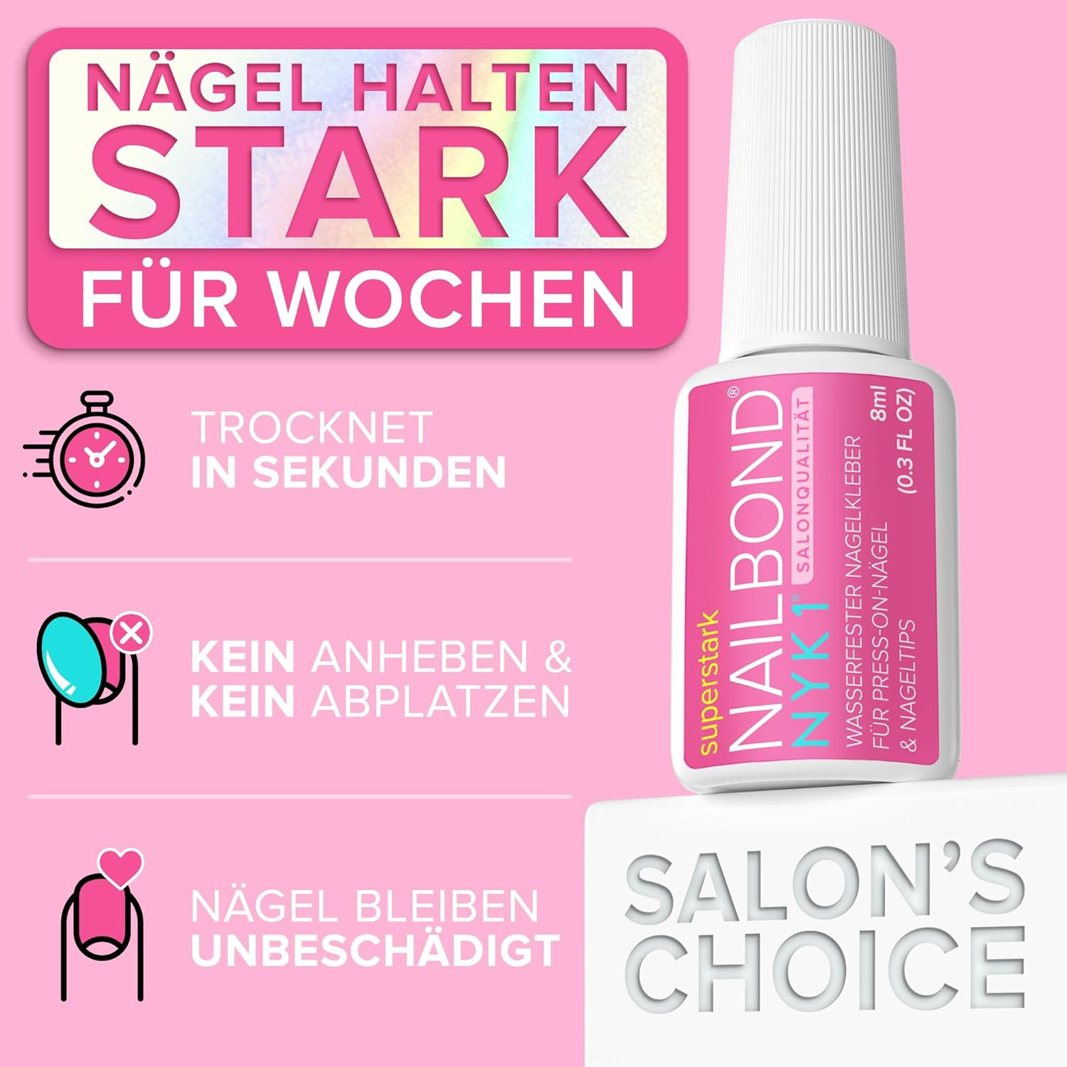 NYK1 Nailbond Nagelkleber Für Kunstnägel Extra Stark (8Ml) Pinsel on Nagelkleber