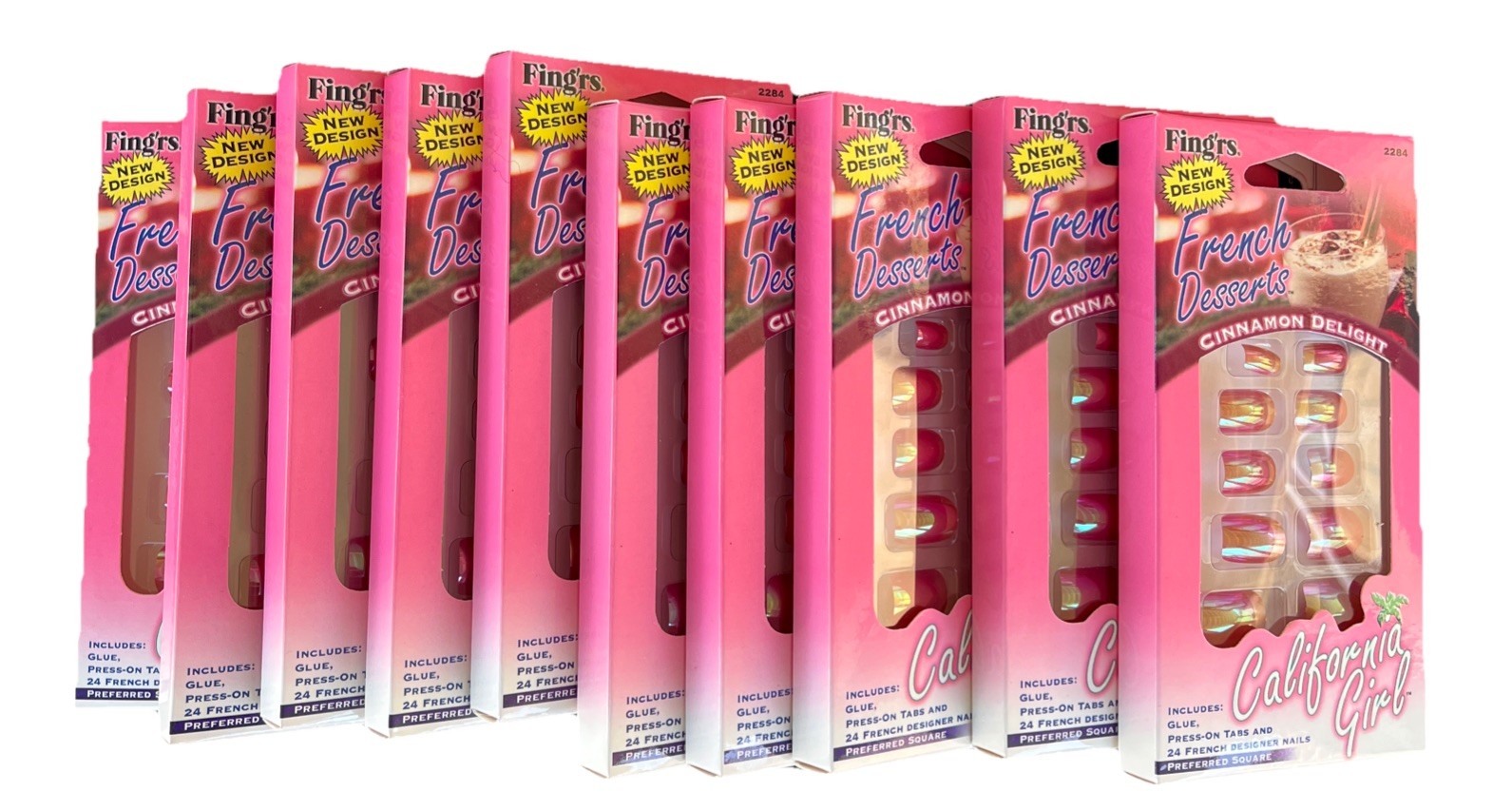 Fing’rs California Girl French Dessert Lot Of 10 Nails 24 pcs Cinnamon Delight