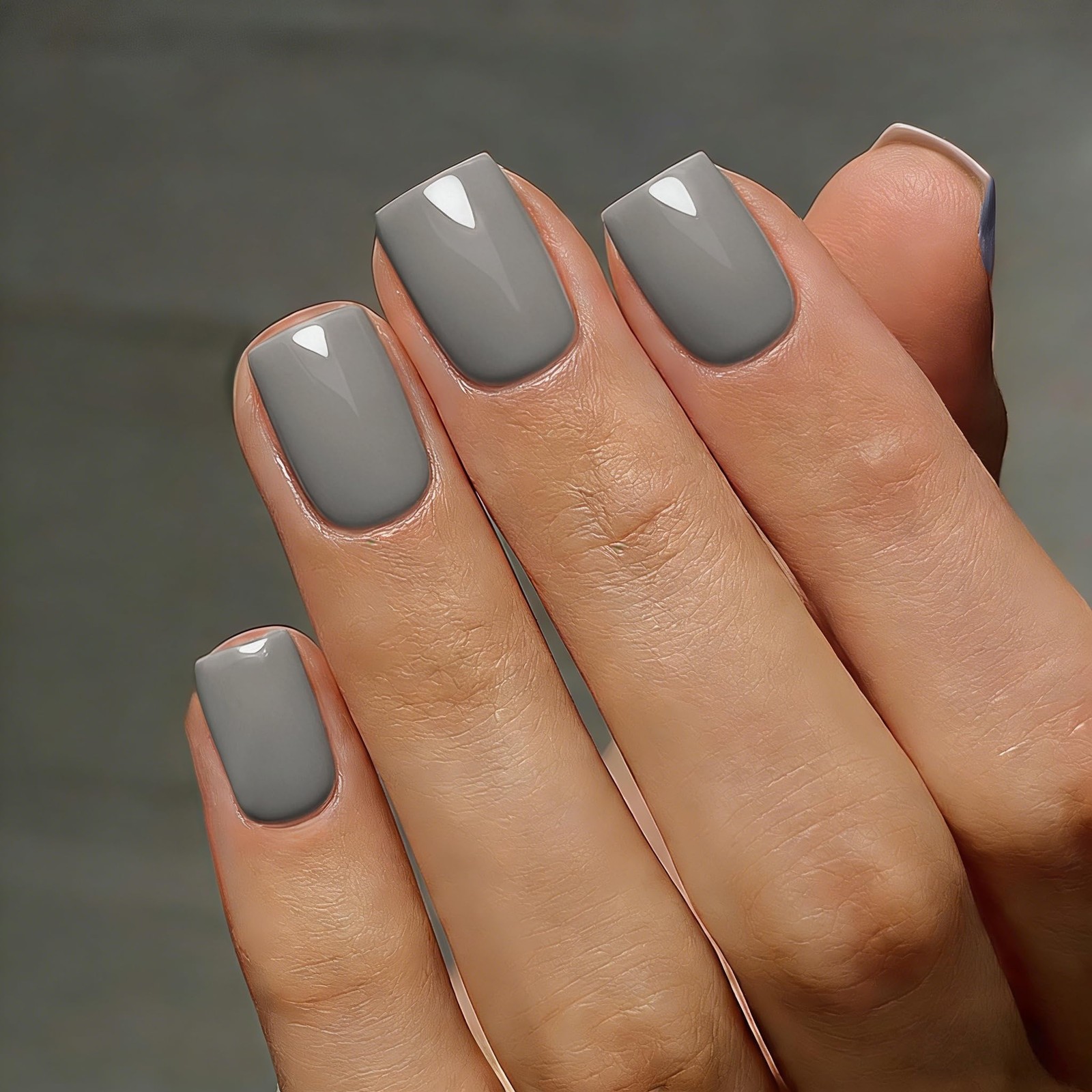 SXVME Soft Gel Press On Nails Short Square, 30 Pcs 15 Sizes Gray Short Fake N…