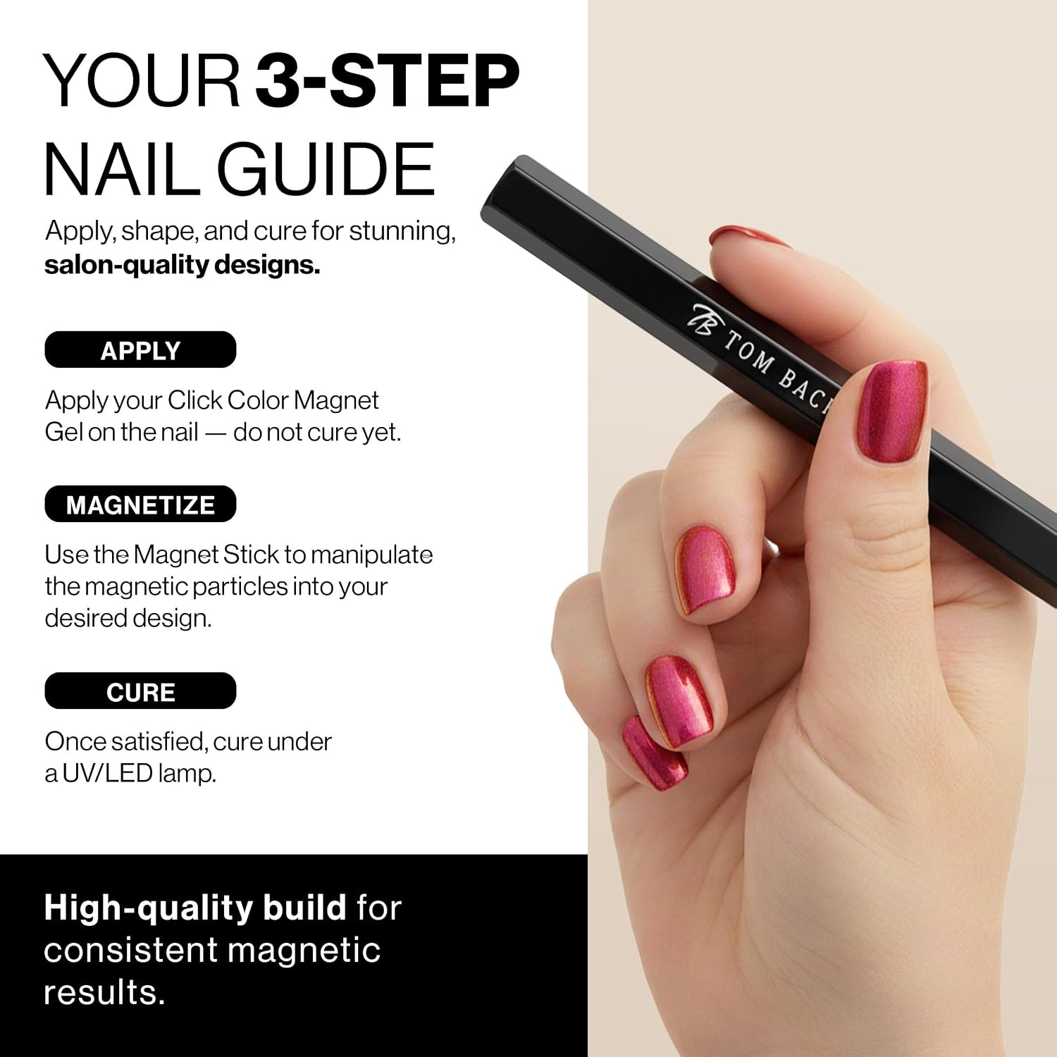 Tom Magnet Stick for Nail Art – Dual Ended Magnetic Wand Tool for Cat Eye Nails