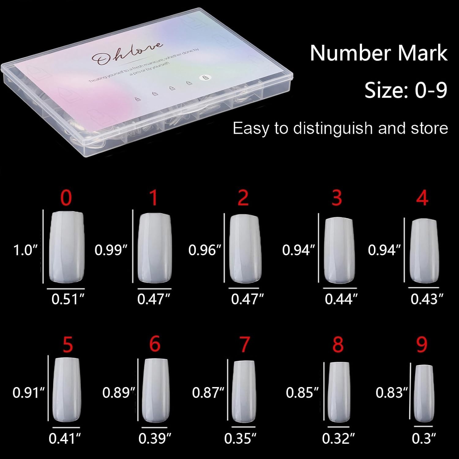 500Pcs Medium Square Full Cover Acrylic Nail Tips – Perfect for DIY Nail Art