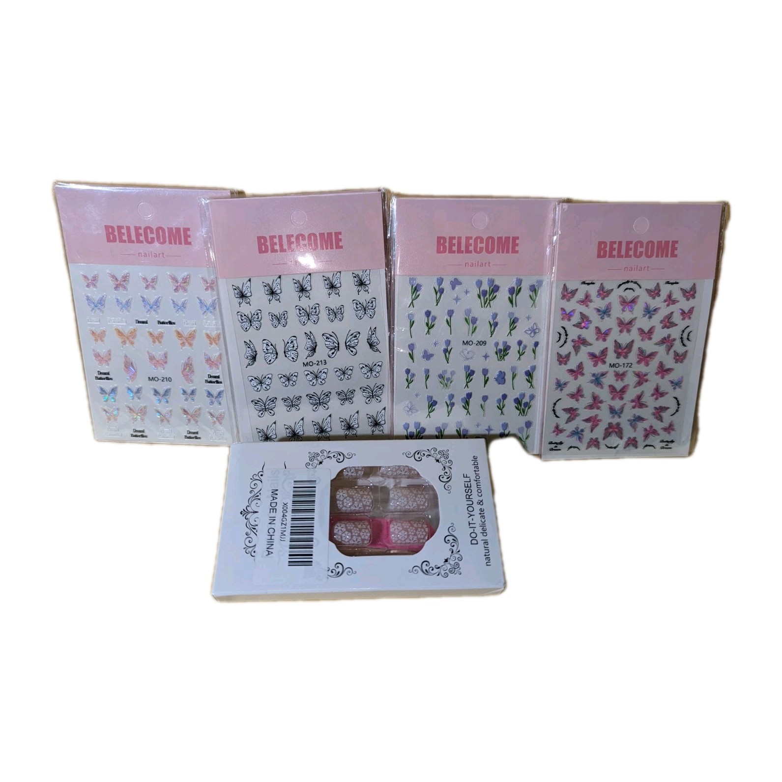 4pk 3D Butterfly Nail Stickers Art DIY Decor Decal+Fake Nail SetManicure-winter.