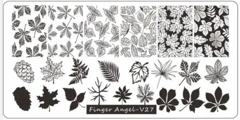 beautiful Nail Stamping Plates Autumn Winter Leaves Design Polish Stencil Nail
