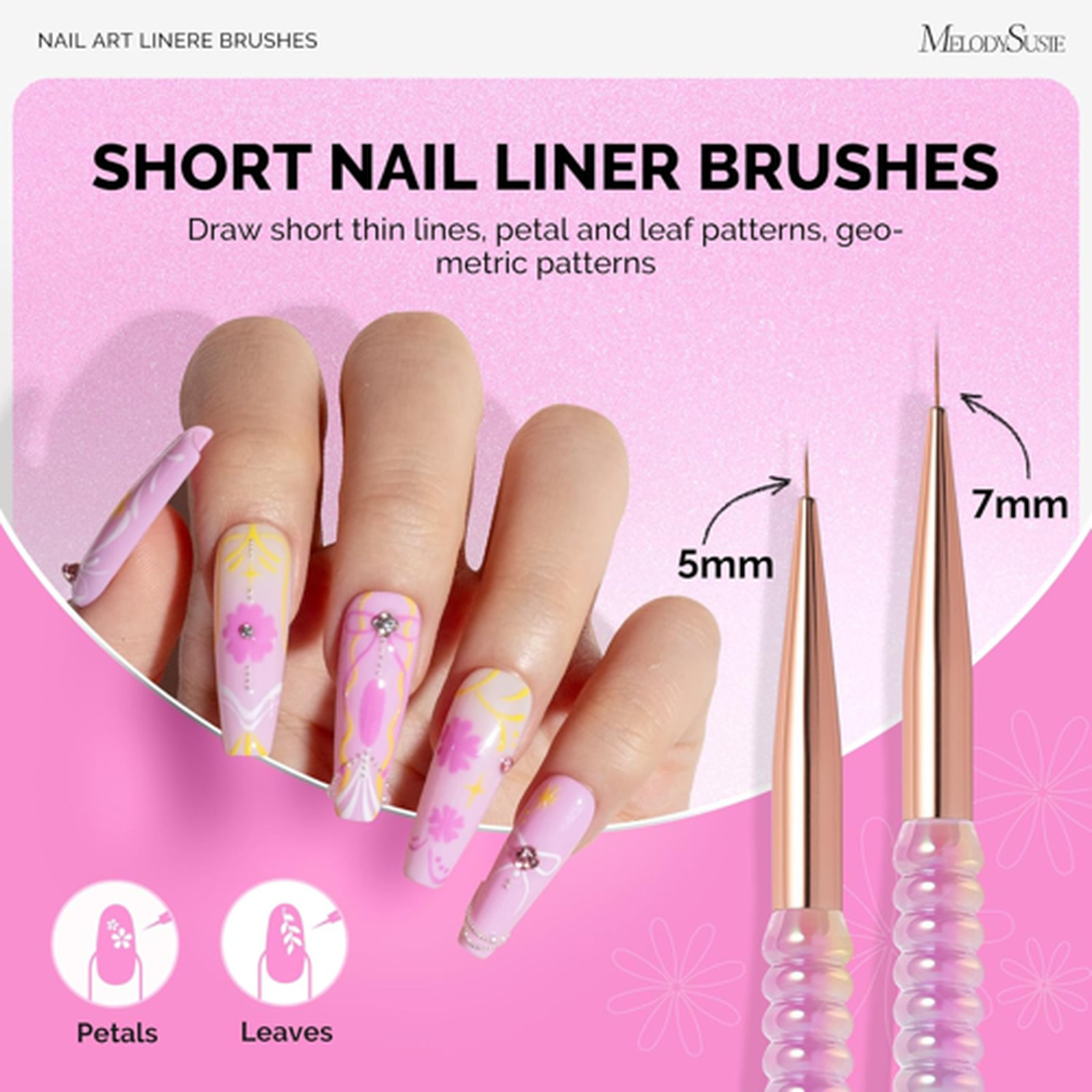 Nail Art Liner Brushes Set with Holder, Gel Polish Drawing Pen, Thin Long Line