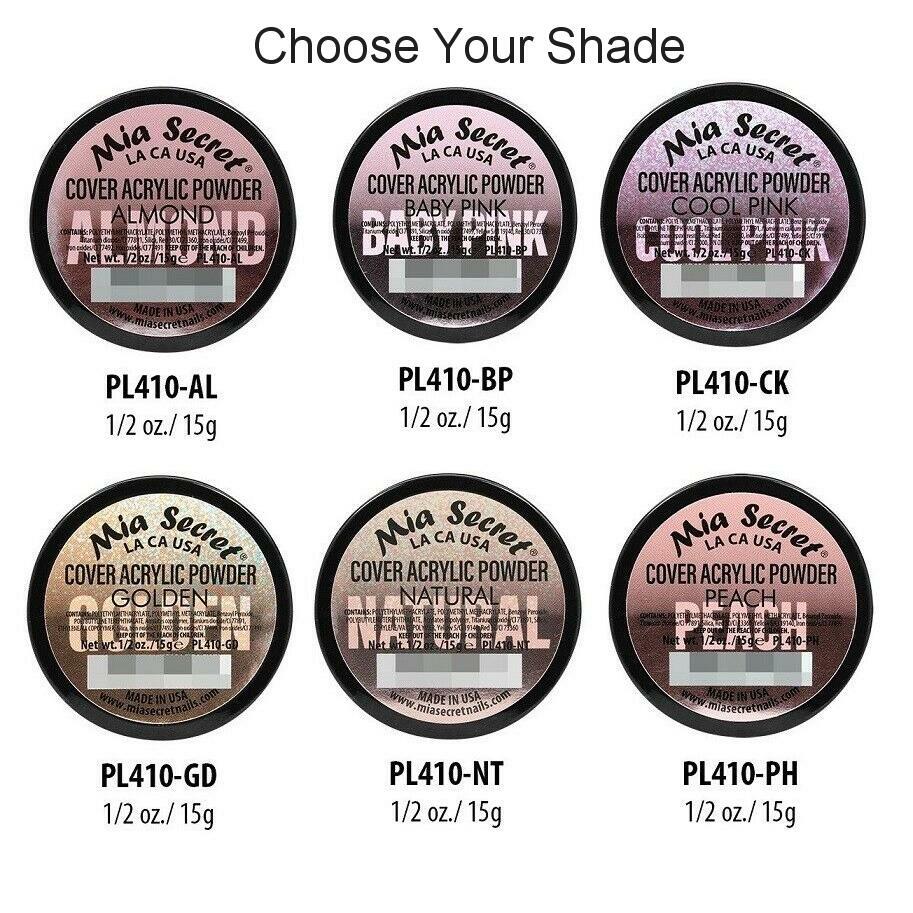 Mia Secret Cover Acrylic Powder Almond Baby Cool Pink Natural Golden Peach 1/2oz