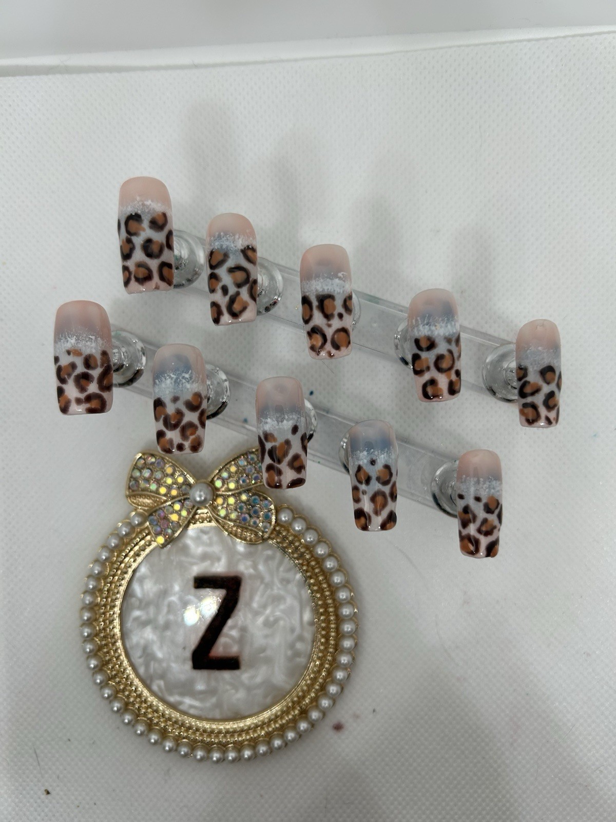 Z NAILZ! Handmade M Square Shiny French Leopard Print Press On Nails