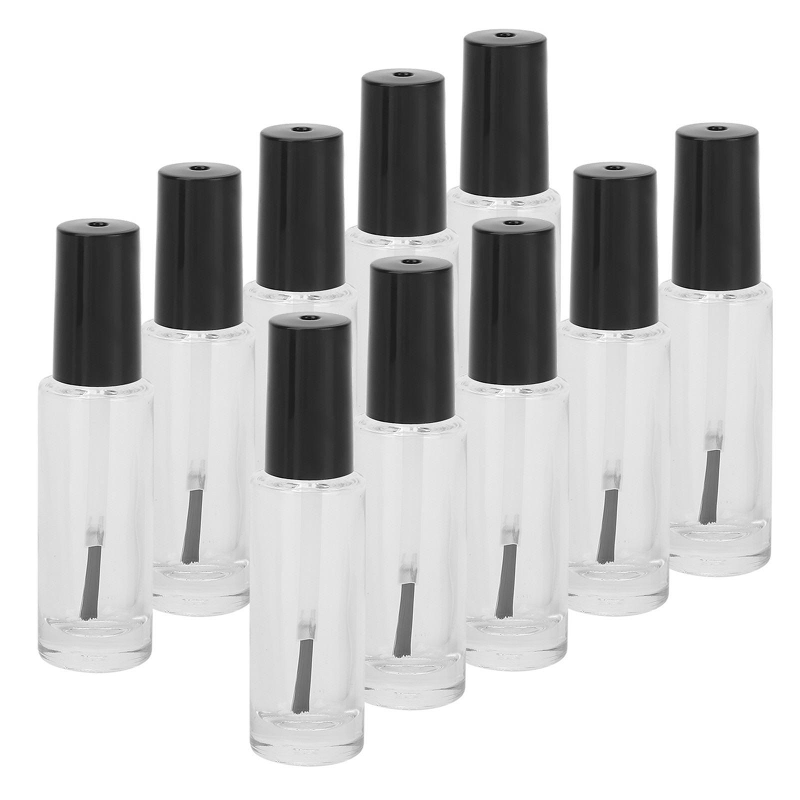 10pcs 8ml Empty Nail Polish Glass Bottles Accessory With Brush Cover Mixing