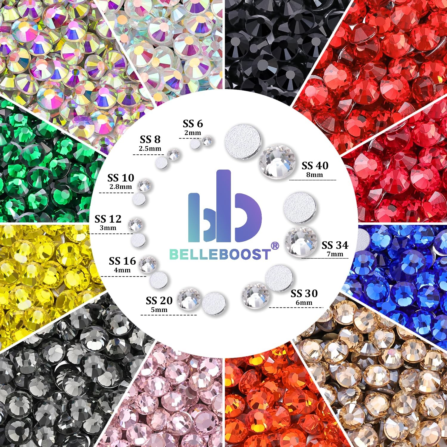2000pcs SS20 5mm Glass Crystal Rhinestones Clear Flatback Gems for Crafts Nails
