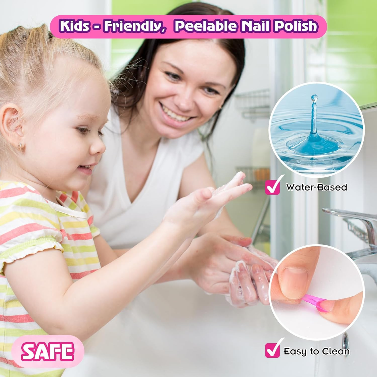 Kids Nail Polish Set for Girls, Nail Art Kit for Kids with All-In-One Organizer
