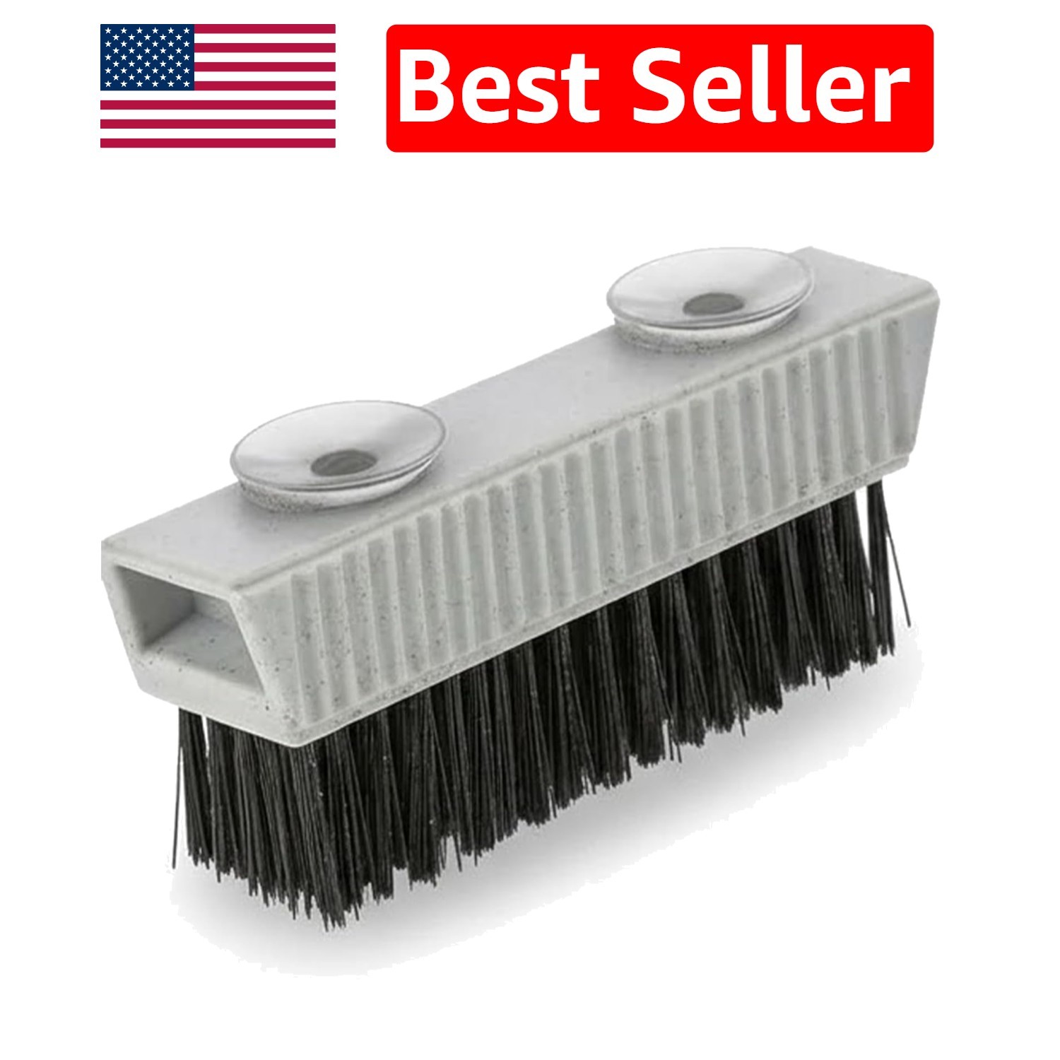 Stiff Bristle Fingernail Cleaner with Slip-Resistant Handle and Suction Cup