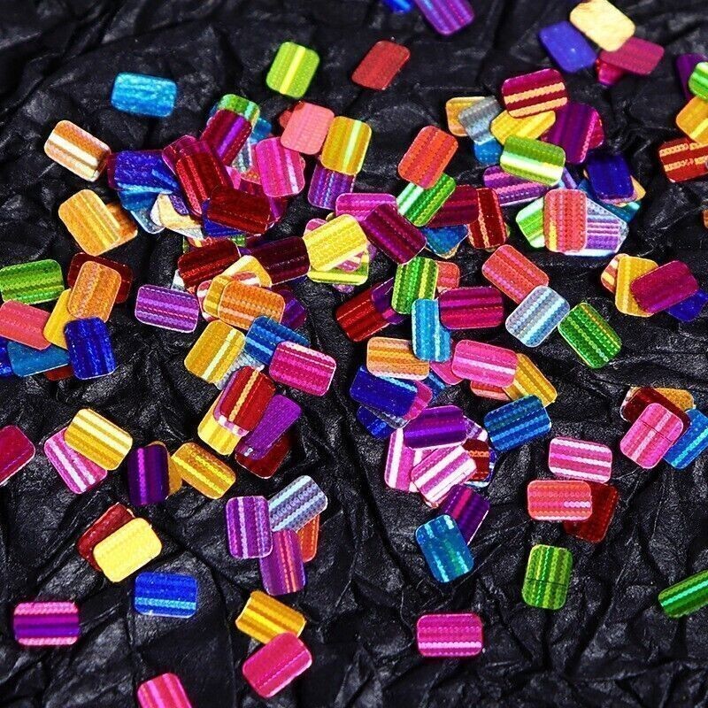 12 Grids Rectangle Nail sequins Glitter Flakes Slices False Nail Art Tips Decor