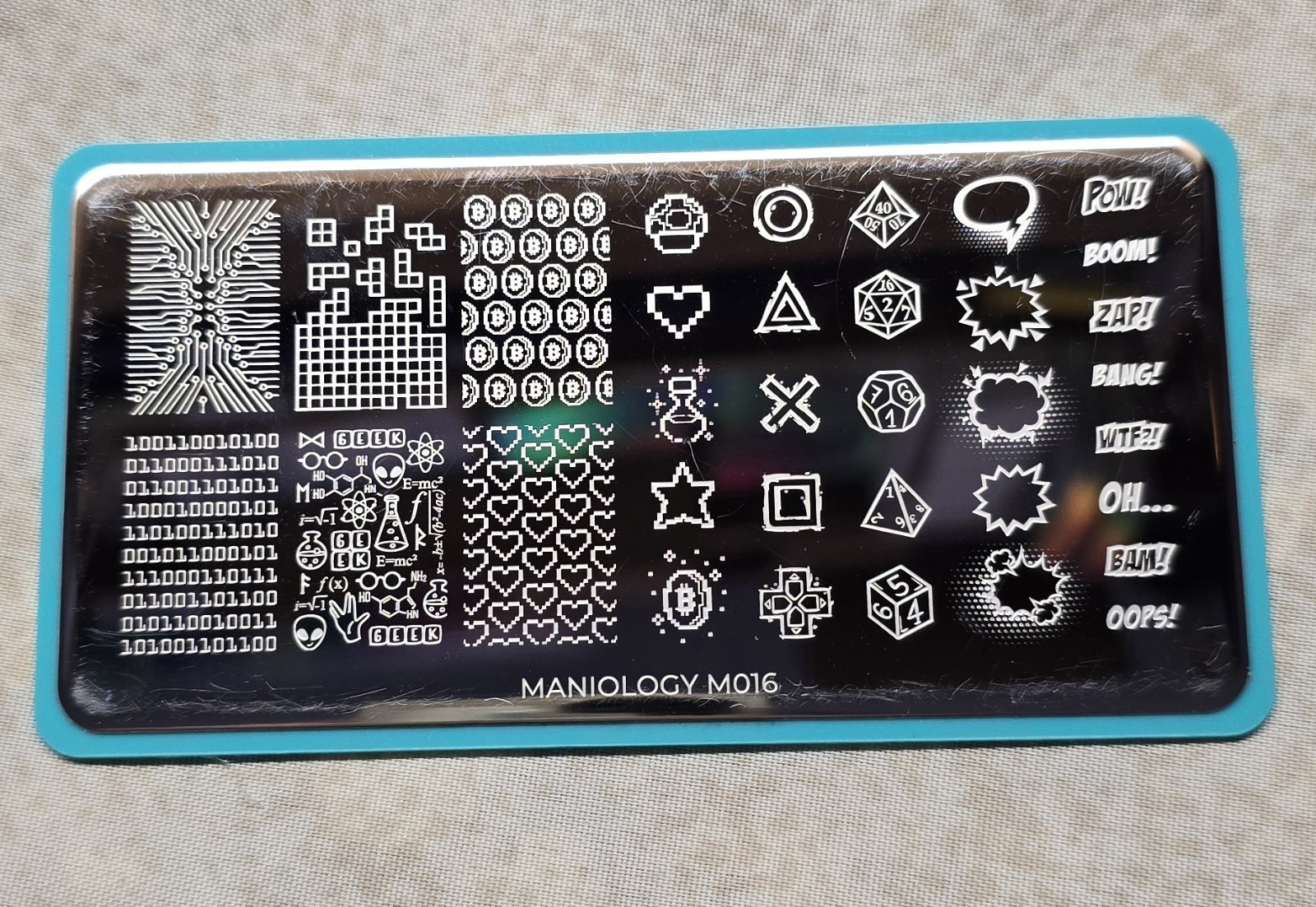 Maniology M016 Nail Stamp Plate Rebel Yell Comic Animation Bubbles Tetris Gamer