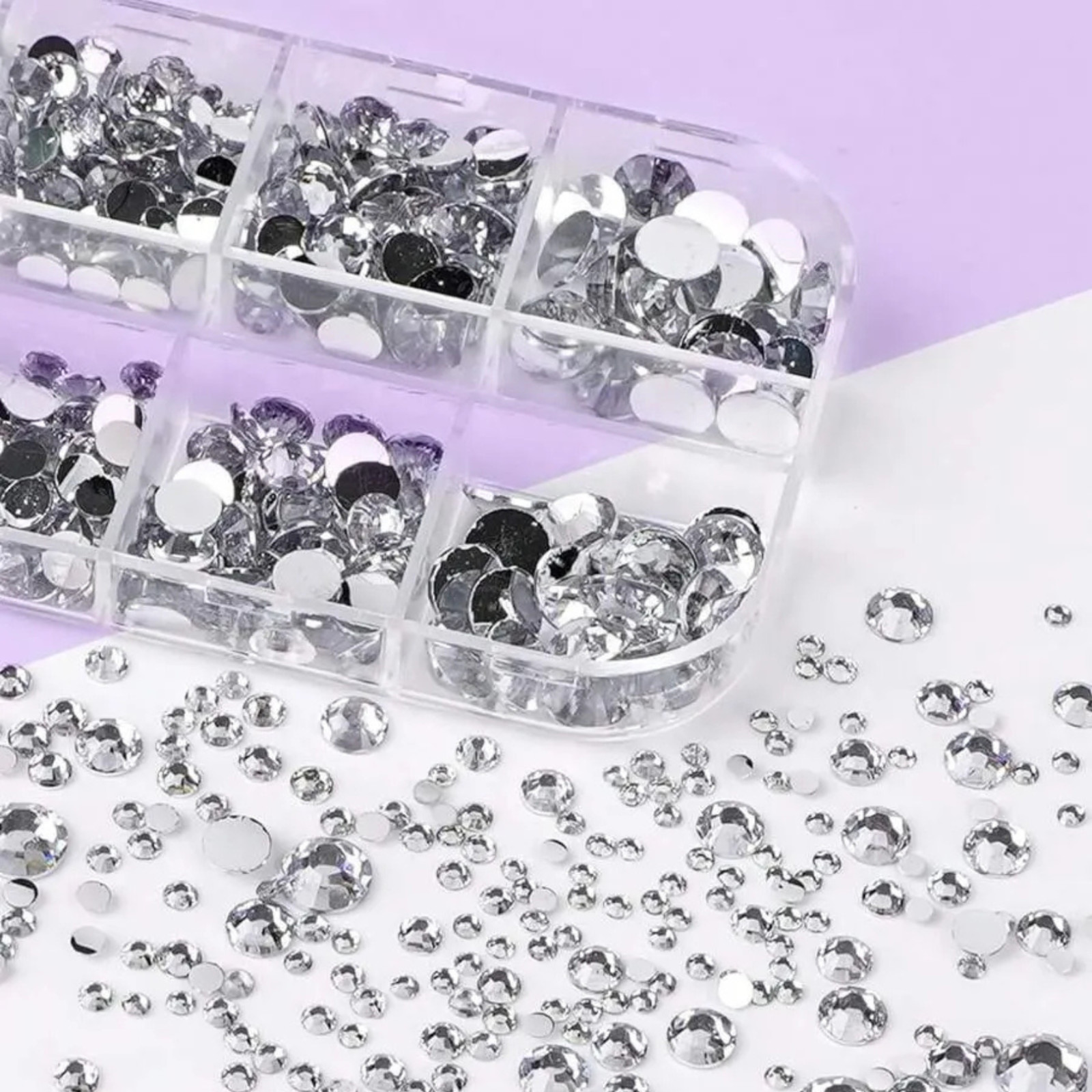 Nail Pearls 12 Grids Half Round Flat-Back Metallic DIY Nail Faux Beads for Women