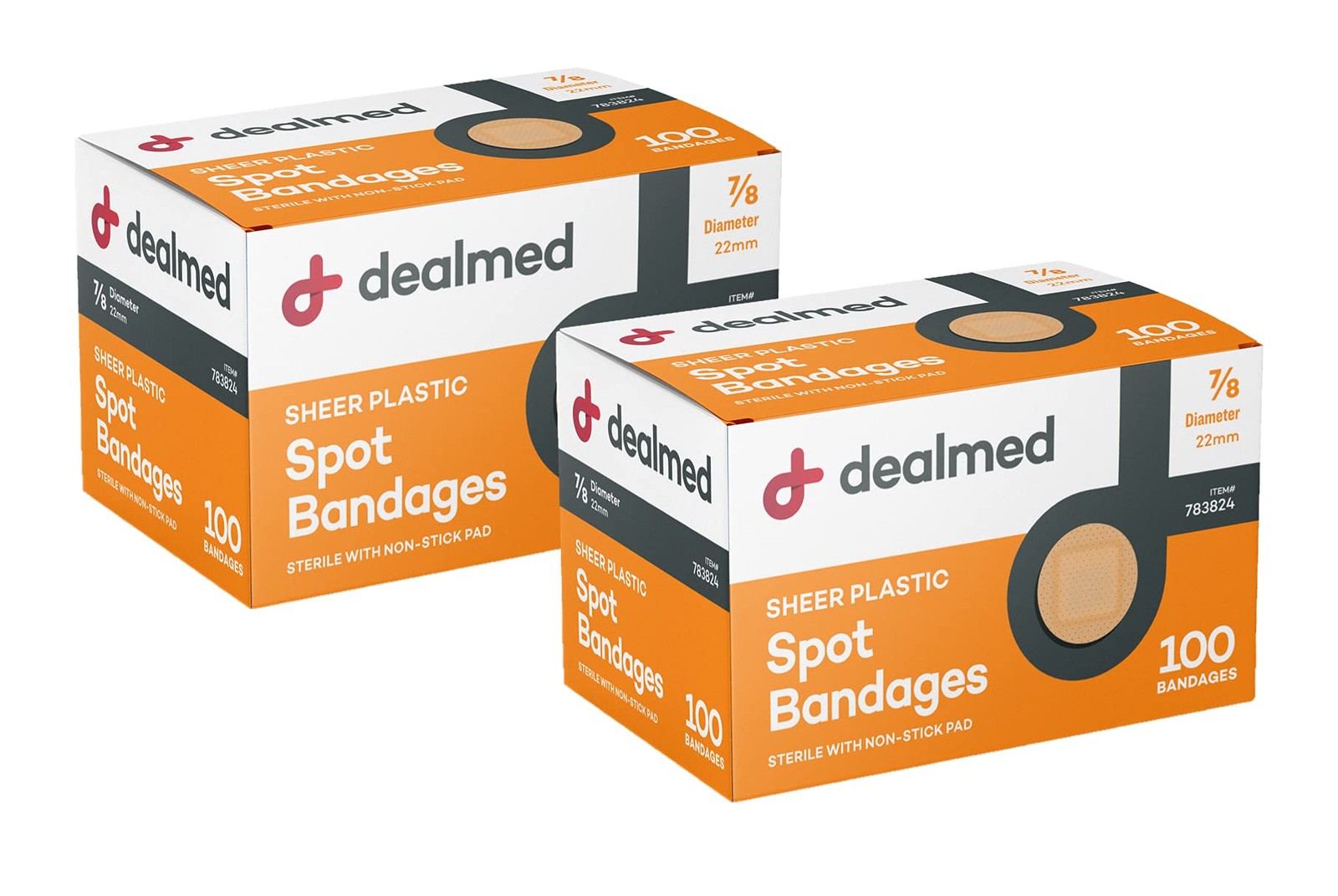 Sheer Round Spot Bandages, 7/8 inch, Sterile, Latex Free, 200 Count