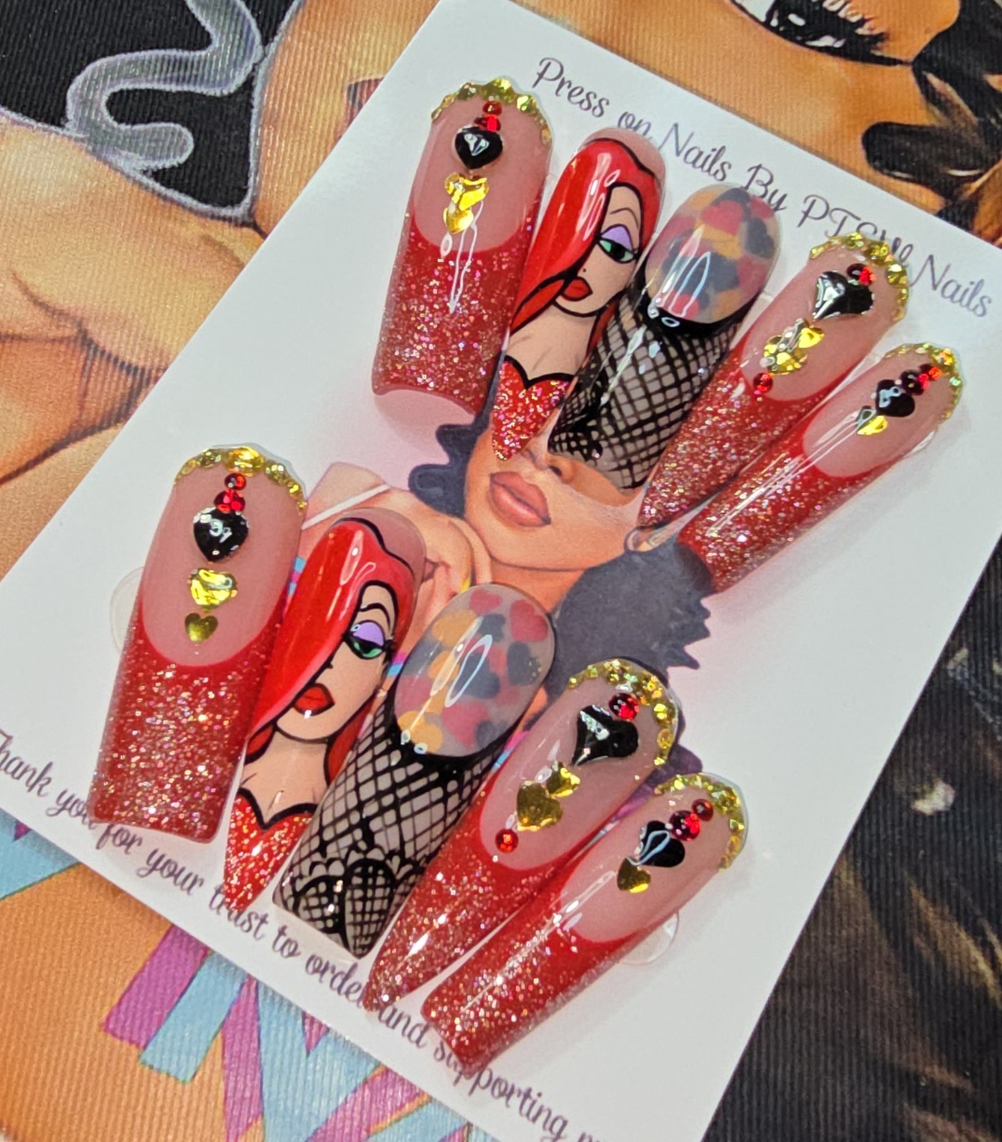 Handmade Gel Press On Nails, Small Size 2,5,4,6,9 XL Long Stiletto +Square