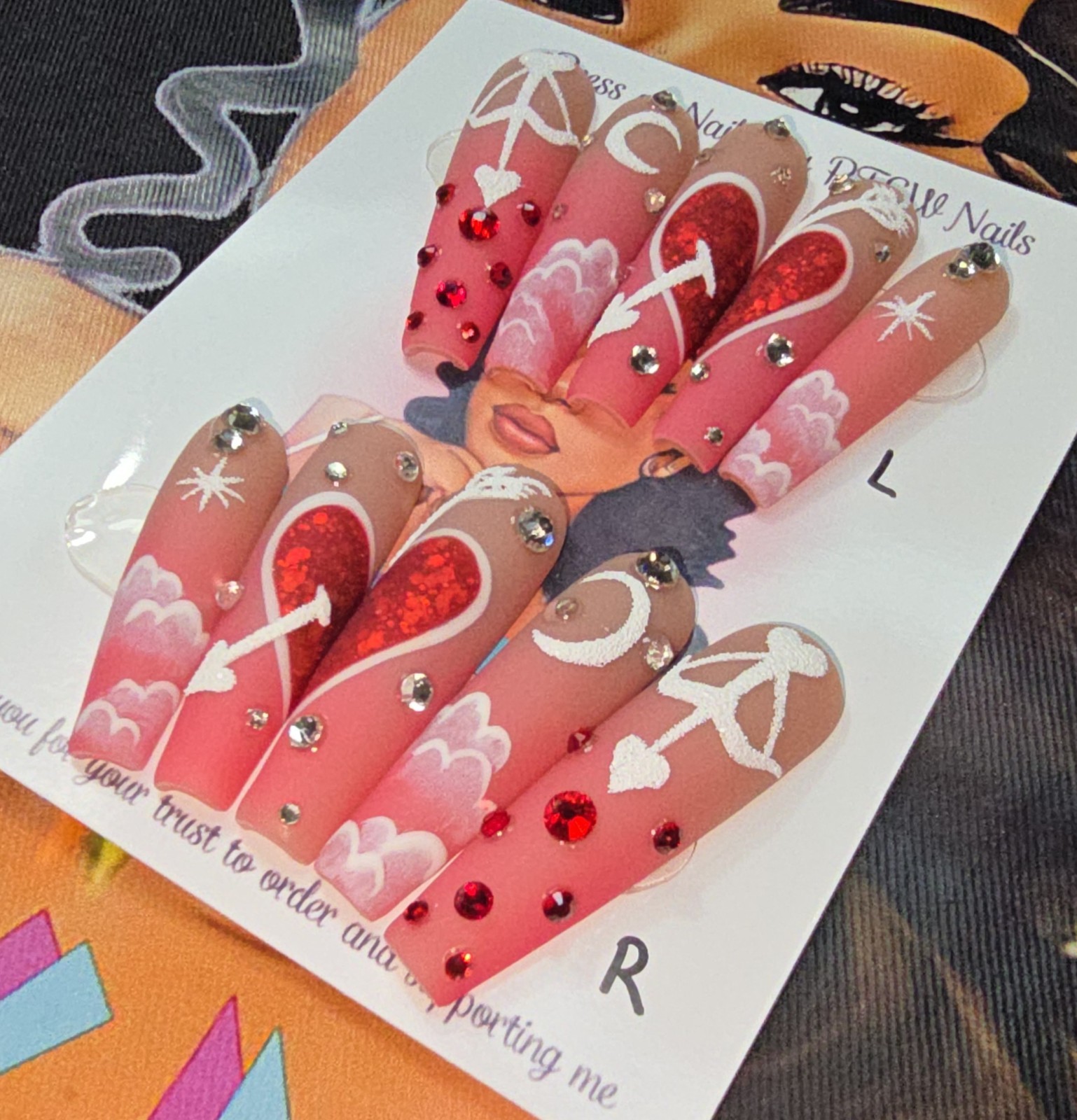 Handmade Gel Press On Nails, Small Size 2,5,4,6,9 XL Long Coffin
