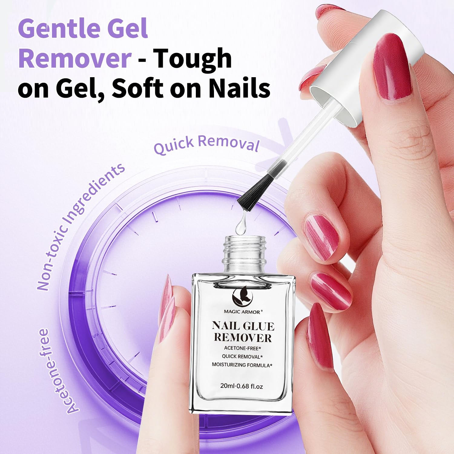 Nail Glue Remover for Press On Nails 20ml, Non-Acetone 0.68 Fl Oz (Pack of 1)