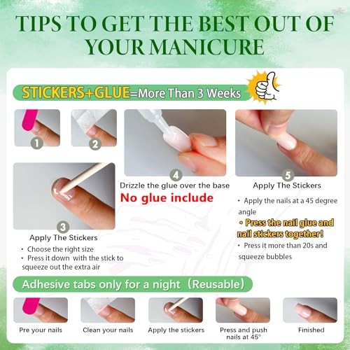 White and Pink Ombre Pink Press on Nails – Medium Square Glue – White and Pink