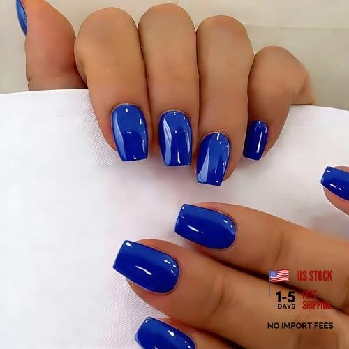 Short Coffin Press on Nails – Royal Blue – Coffin with Glue
