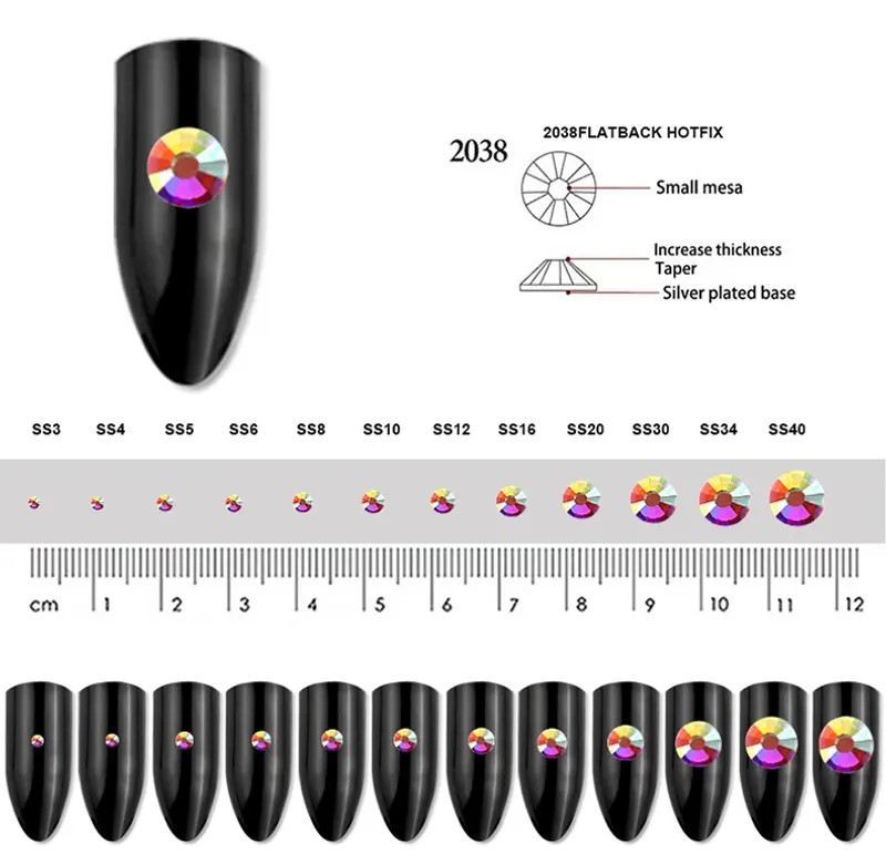 2025 Top quality SS3-SS50 Clear Crystal White 3D Nail Art Decoration rhinestones