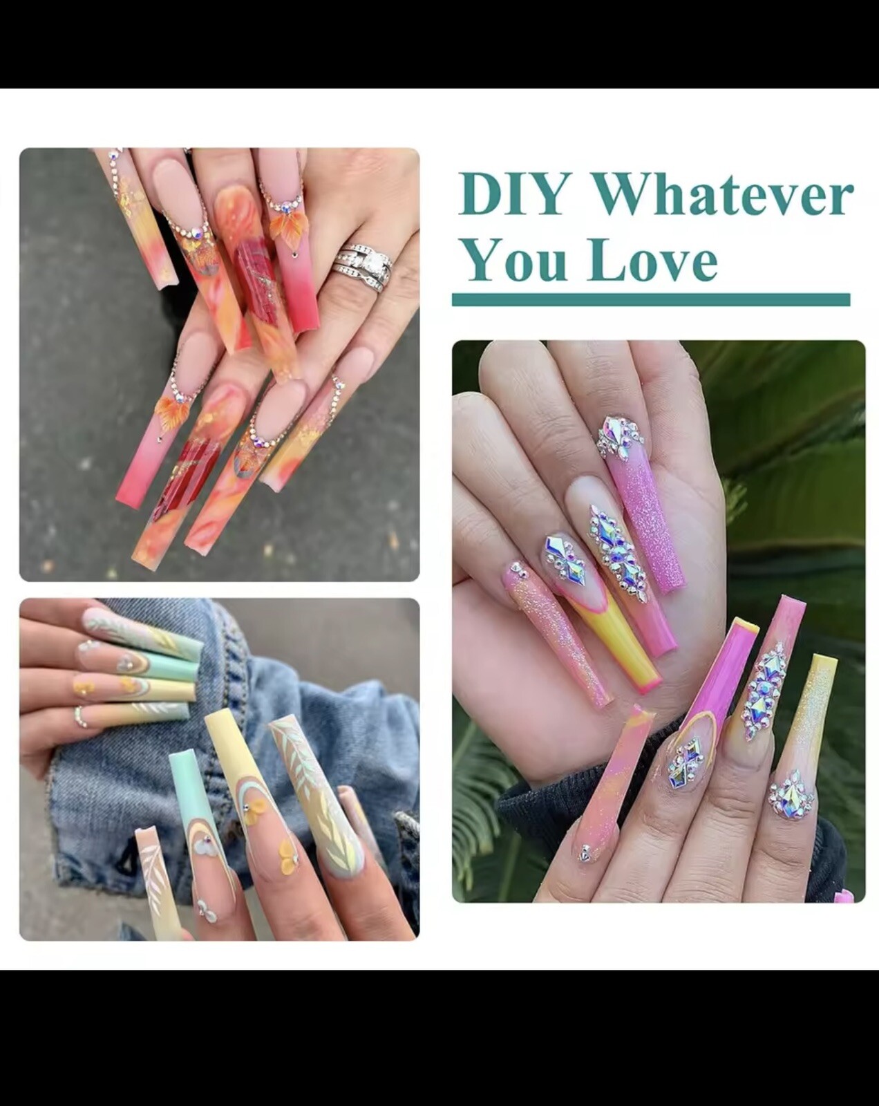 500 Pcs Nail Tips Extra Long XXL Clear Coffin NO C c Fake Acrylic – Masterpi..