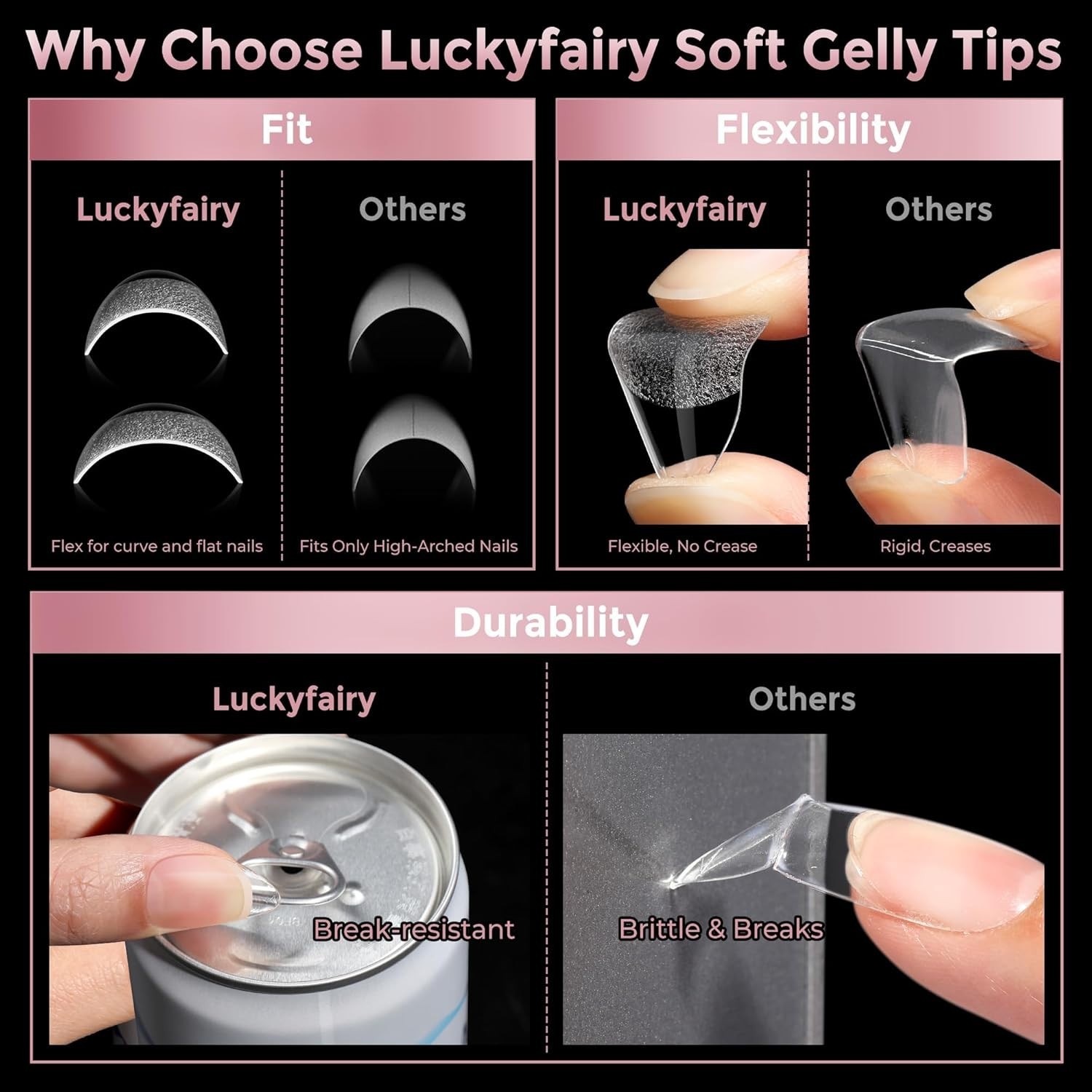 240pcs Clear Short Almond Gelly Nail Tips – Effortless DIY with 12 Size Options
