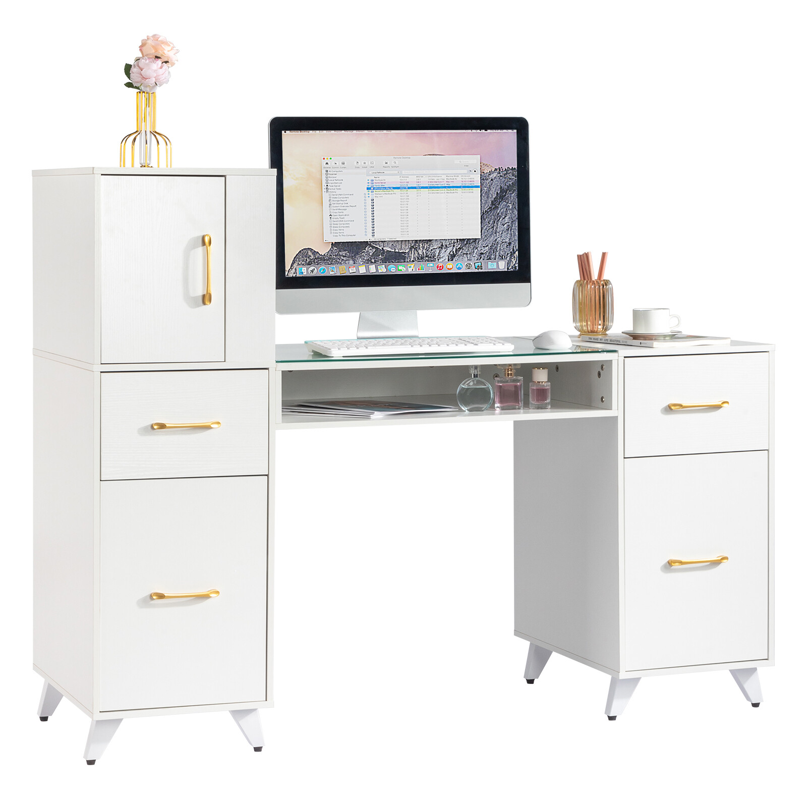 Manicure Table Nail Station Makeup Desk with Drawers Beauty Salon