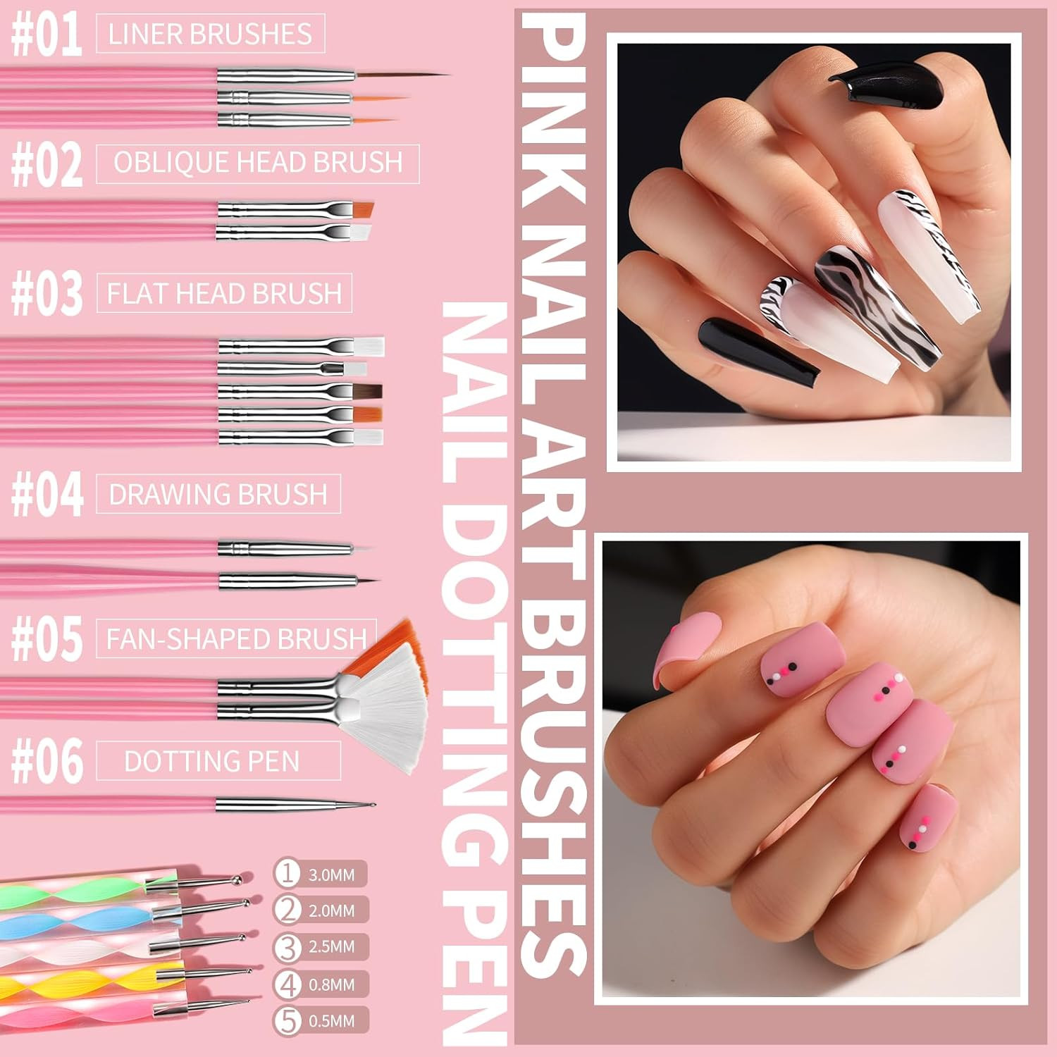 Nail Art Kit Beginners Chrome Powder Charms Stickers Brushes Dotting Rhinestones