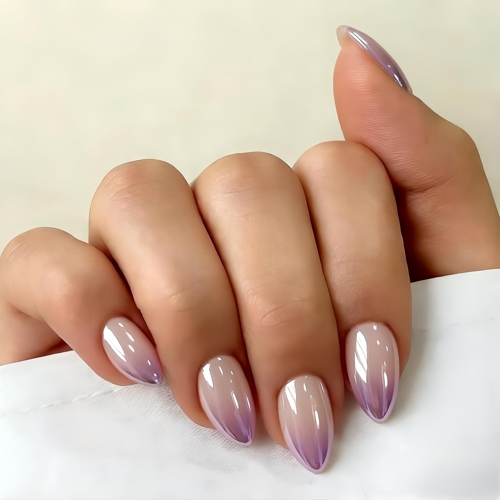 SXVME Short Almond Ombre Lilac Press on Nails